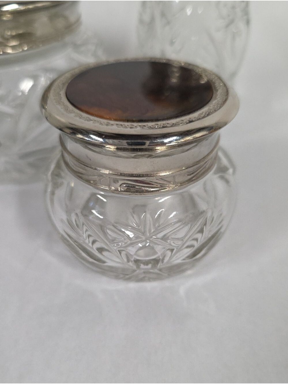 Vintage Ralph Lauren Safari Vanity Jars, (3) Pieces, Cut Crystal Containers - Picture 4 of 16